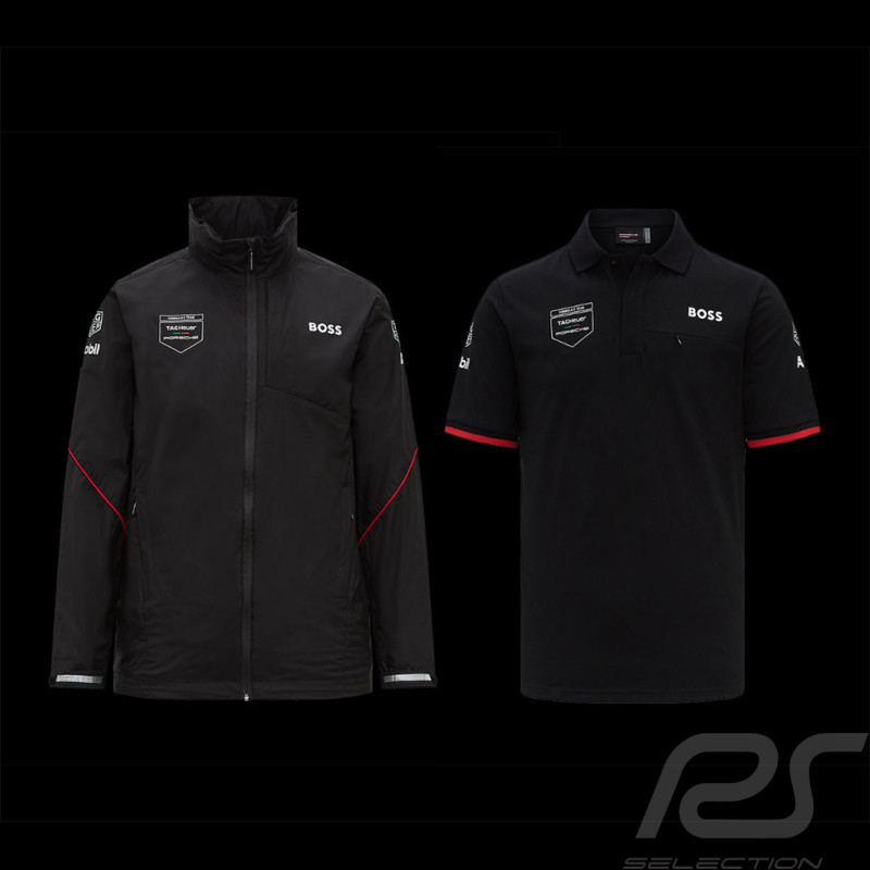 Duo Porsche Jacke + Porsche Polo-Shirt Motorsport BOSS Tag Heuer Schwarz