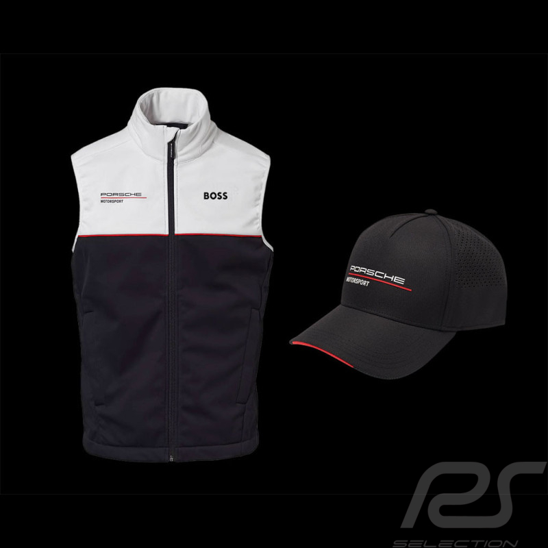 Duo Porsche Motorsport Jacke BOSS Ärmellose Softshell + Porsche Motorsport Cap