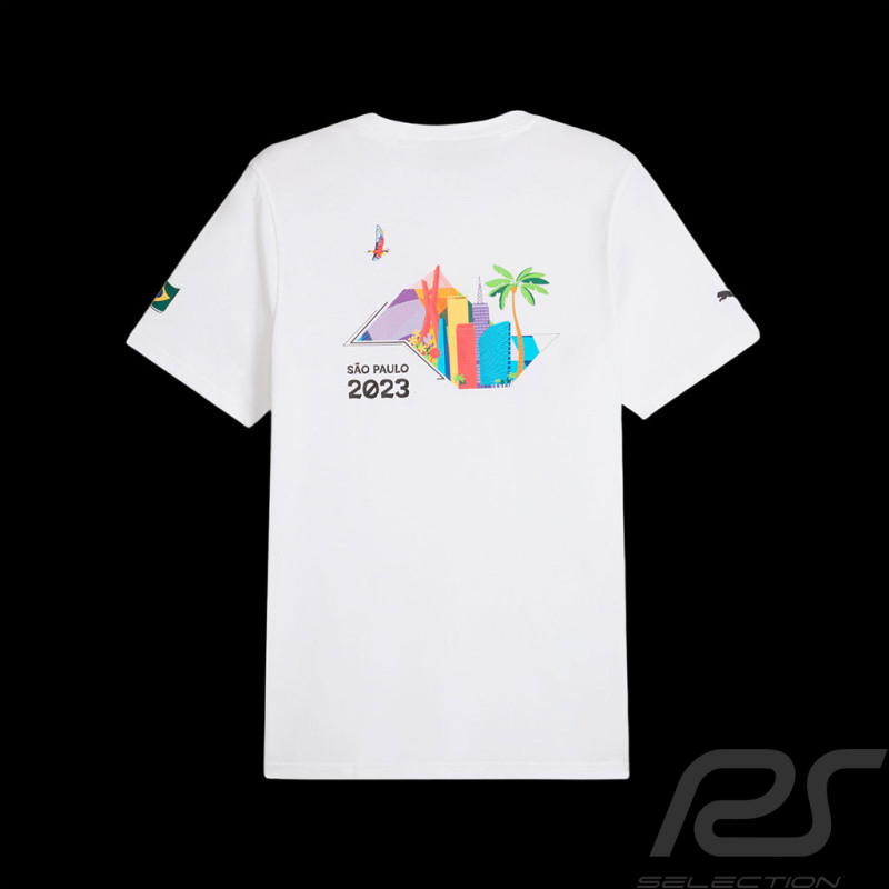 Ferrari T-shirt Leclerc Sainz F1 Team GP Brésil Puma White 701227706-001 - men
