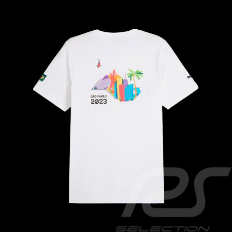 T-shirt Ferrari Leclerc Sainz F1 Team GP Brésil Puma Blanc 701227706-001 - homme