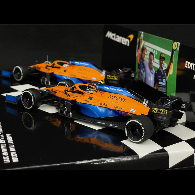 McLaren Mercedes MCL35M 4 F1 2ème Grand Prix d'Italie 2021 Lando Norris avec pitboard Spark