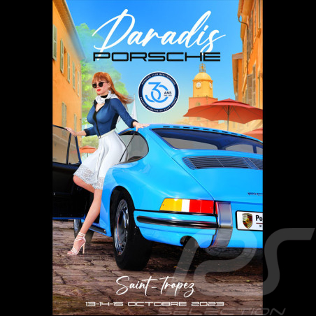 Affiche Paradis Porsche Saint-Tropez 2023 imprimée sur plaque Aluminium Dibond 40 x 60 cm