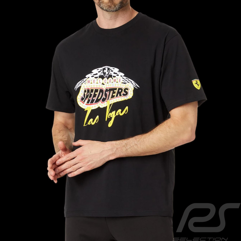 Ferrari T-Shirt Leclerc Sainz F1 Team Puma Welcome Speedsters Las Vegas Schwarz 701227990-001 - unisex