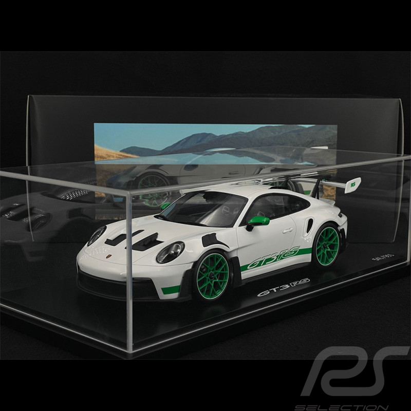 Porsche 911 GT3 RS Type 992 2022 US Edition Blanc / Bandes Vert Lezard 1/18 Spark WAP0211540P002