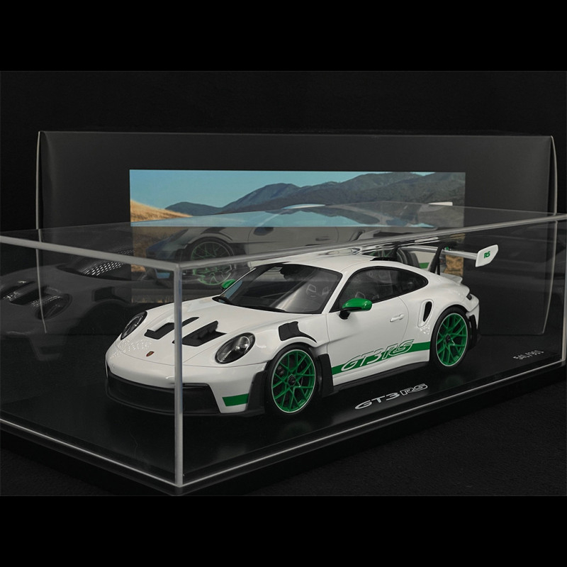 Porsche 911 GT3 RS Type 992 2022 Tribute Carrera RS Edition White  Python Green Stripes 1/18 Spark WAP0211540P002