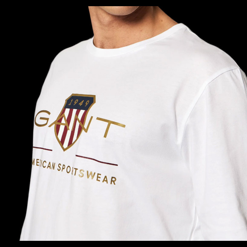 Gant Women White Round Neck Short Sleeves T-Shirt