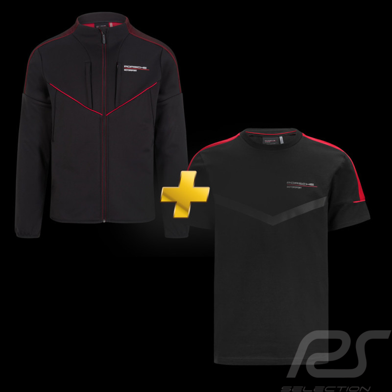 Duo Veste Porsche Motorsport 4 Softshell + T-shirt Porsche Motorsport 4 Noir / Rouge - homme