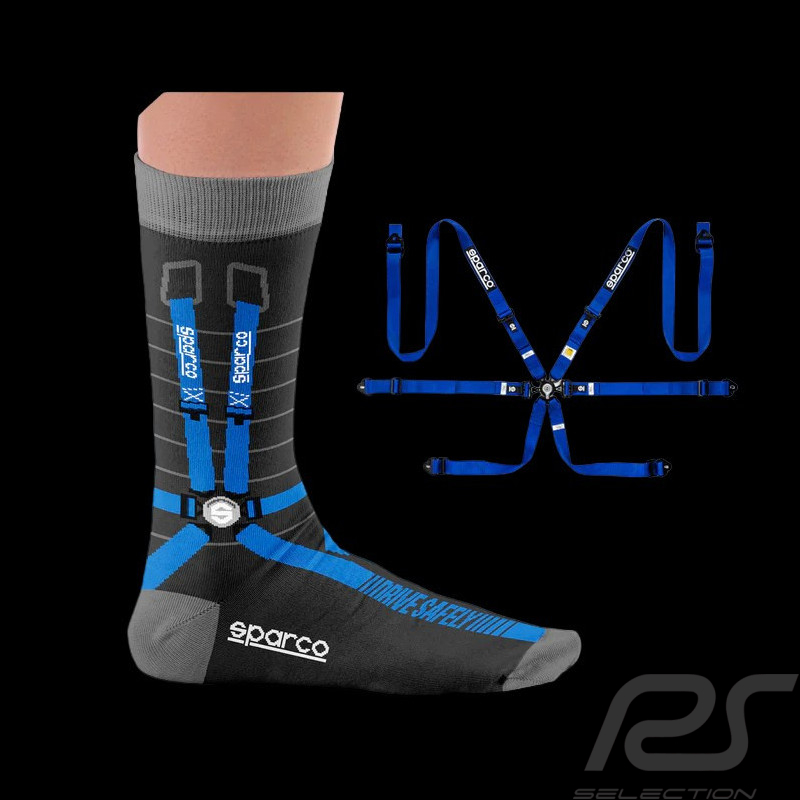 Sparco Harness Socken Schwarz / Blau - Unisex