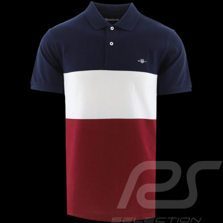 Gant Polo Block Stripe Blau / Weiß / Rot - Herren 2062033-433