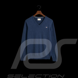 Gant Pullover V-Ausschnitt Baumwolle Denimblau 8030562-433 - Herren