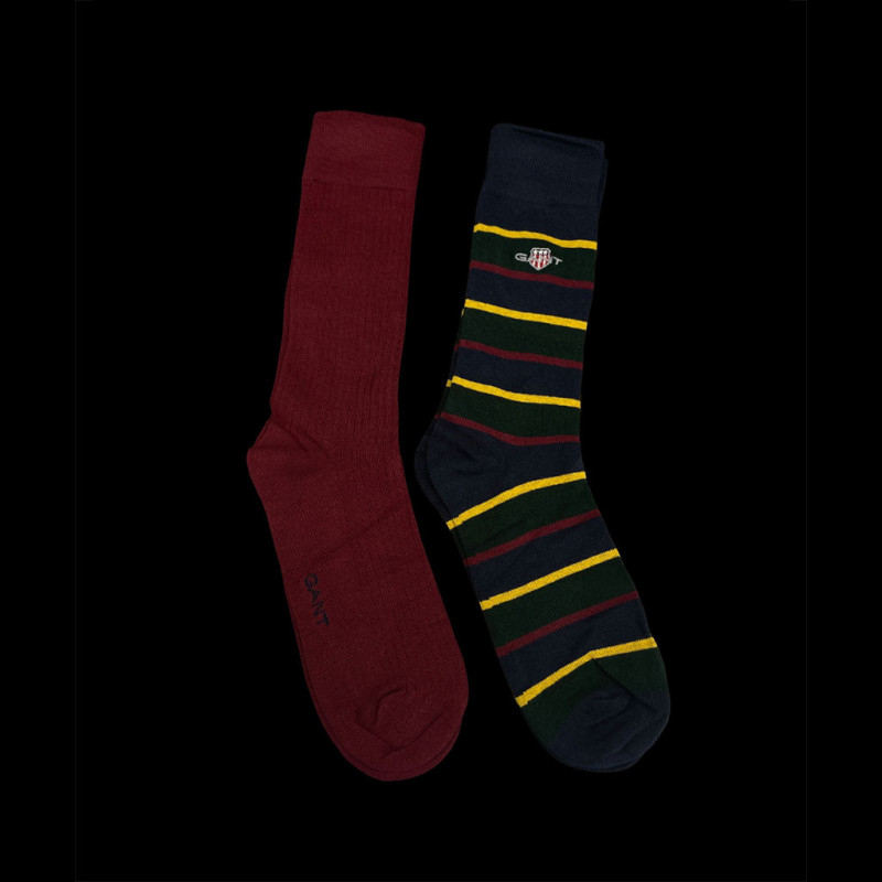 Gant Men Green Striped Calf Length Socks (Pack of 2)