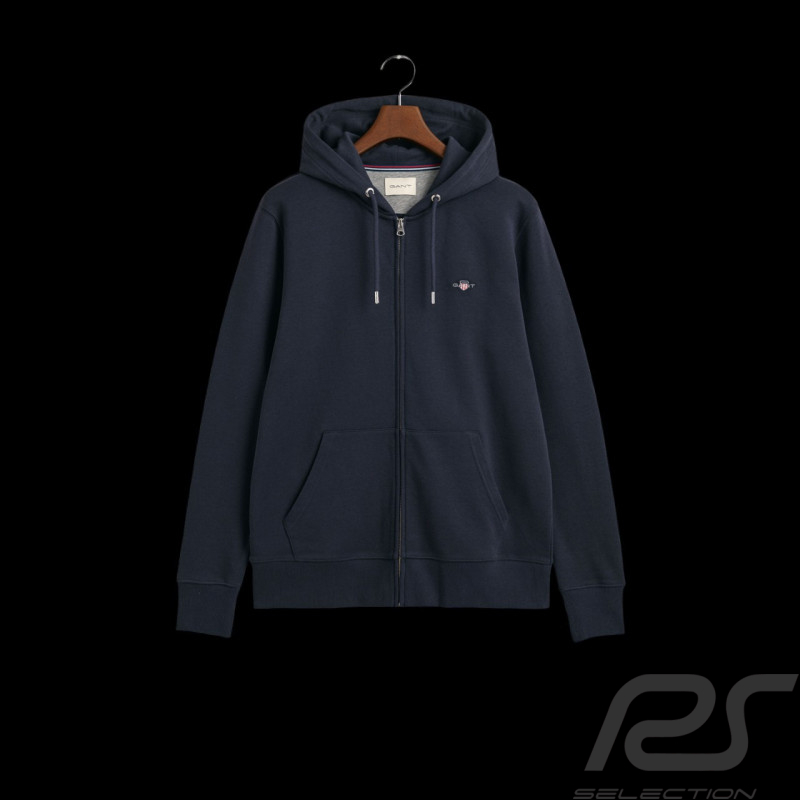 Veste Gant Hoodie zippé à Capuche Bleu Marine - Homme 2007059-433