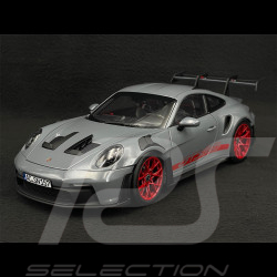 Porsche 911 GT3 RS Type 992 2022 Gris Arctique / Bandes Rouge Pyro 1/18 Norev 187350