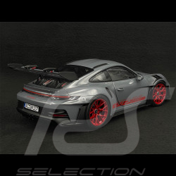 Porsche 911 GT3 RS Type 992 2022 Arctic Grey / Pyro Red Stripes 1/18 Norev 187350