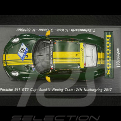 Porsche 911 GT3 Cup Type 991 N° 63 ADAC 24h Nürburgring 2017 9und11 Racing 1/43 Spark SG328