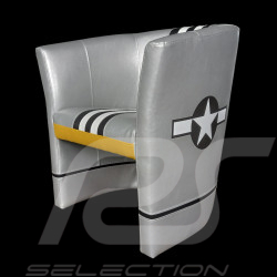 Tub chair Aviator P51 Mustang Silver / Black / White