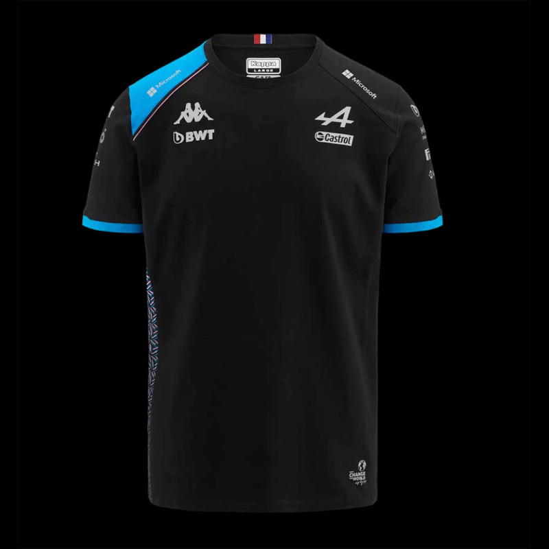 Alpine T-shirt F1 Team Ocon Gasly Kappa Black / Blue Cotton 321F34W-A12 ...