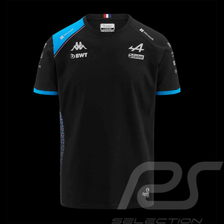 Alpine T-shirt F1 Team Ocon Gasly Kappa Black / Blue Cotton 321F34W-A12 - Men