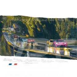 Porsche 911 RSR Type 991 n° 85 Iron Dames 24h Le Mans 2023 40 x 50 cm cadre bois Argent Edition limitée Uli Ehret - 1115