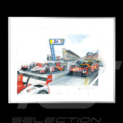 Porsche 963 Ferrari 499P Peugeot 9X8 24h Le Mans 2023 40 x 50 cm Silbere Rahmen Limitierte Auflage Uli Ehret - 1102