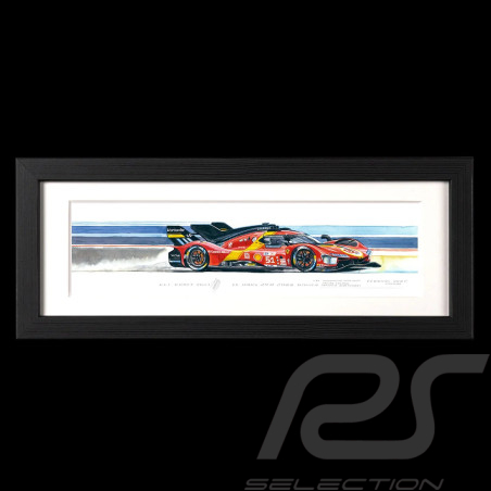 Ferrari 499P n° 51 Winner 24h Le Mans 2023 15 x 38 cm Black wood frame Limited edition Uli Ehret - 1129