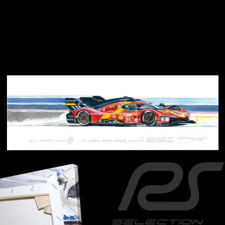 Ferrari 499P n° 51 Vainqueur 24h Le Mans 2023 100 x 30 cm toile sur chassis bois Edition limitée Uli Ehret - 1115