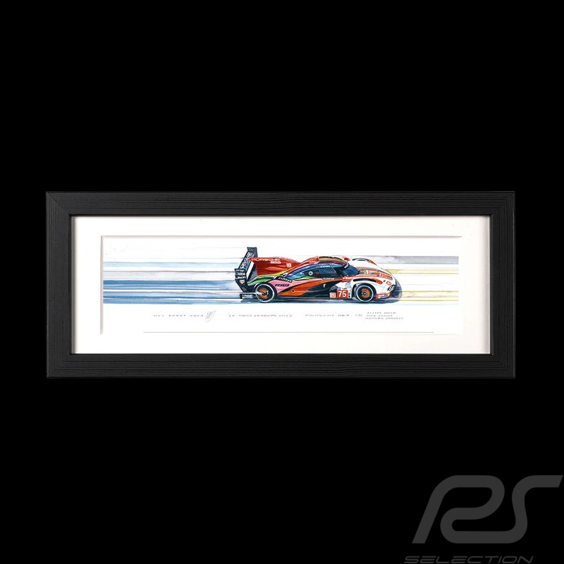Porsche 963 n° 75 20 x 50 cm Schwarze Rahmen Limitierte Auflage Uli Ehret - 1112C
