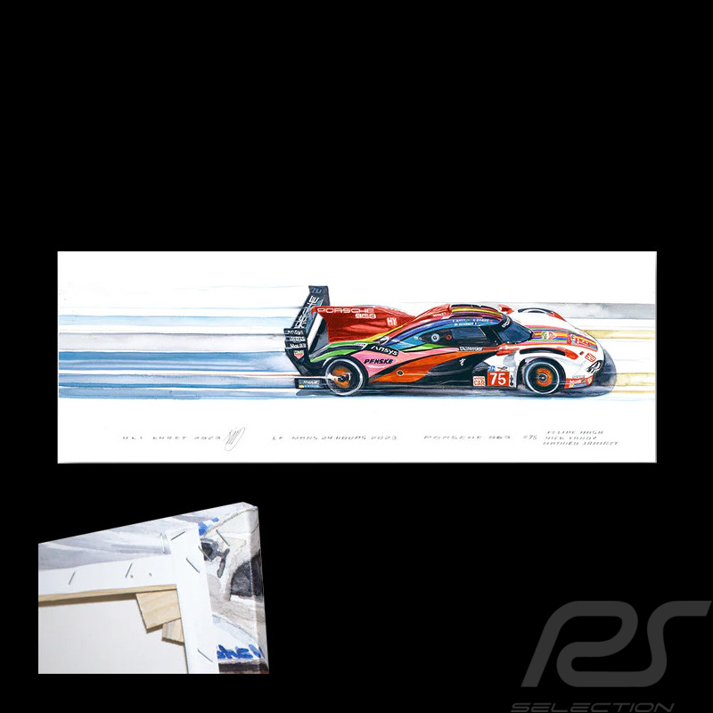 Porsche 963 n° 75 24h Le Mans 2023 100 x 30 cm toile sur chassis bois Edition limitée Uli Ehret - 1112C