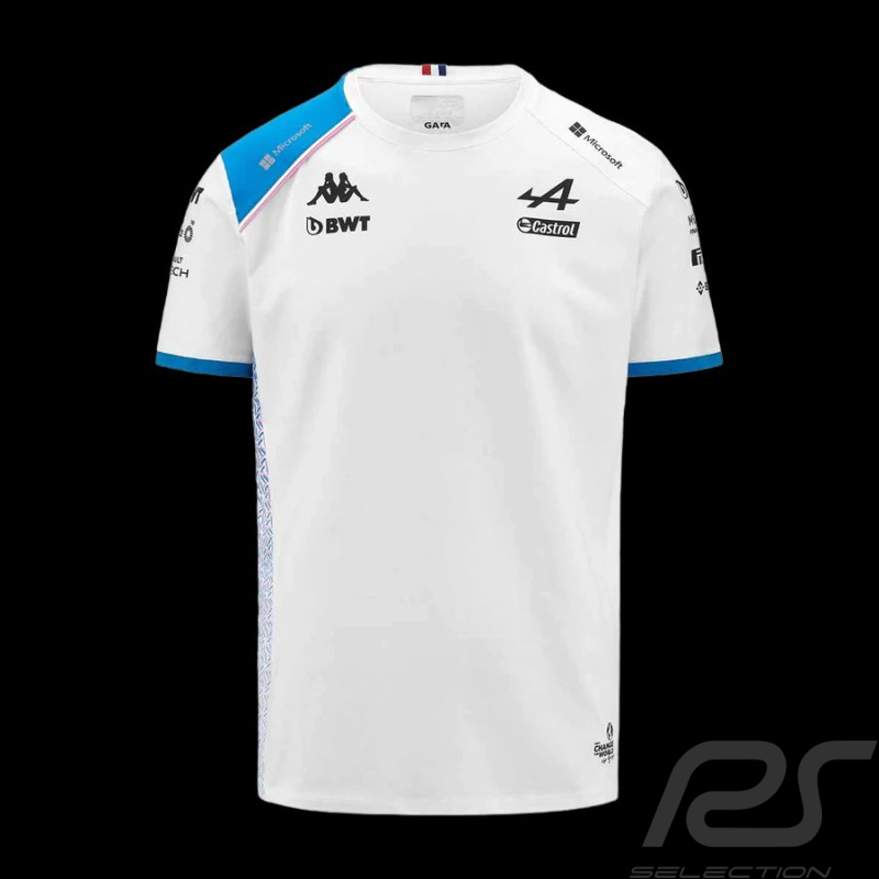 Alpine T-shirt F1 Team Ocon Gasly Kappa White / Blue Cotton 321F34W-A0A - Men