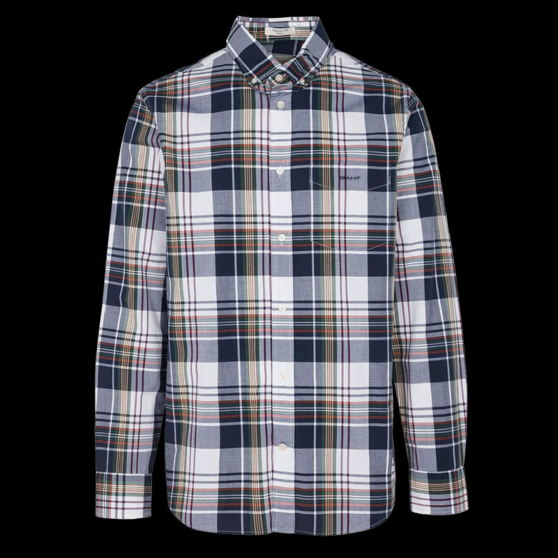 Chemise GANT Homme - Coastal Twill - Taille L - Gris/bleu/rouge Motif Graphique