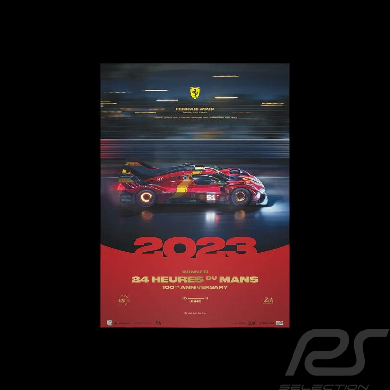 Poster Ferrari 499P n°50 Winner 24h Le Mans 2023 - 100th