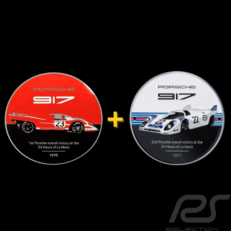 Duo Badge de Grille Porsche 917 n° 23 50 ans victoire Le Mans 1970 + n° 22 Martini Le Mans 1971