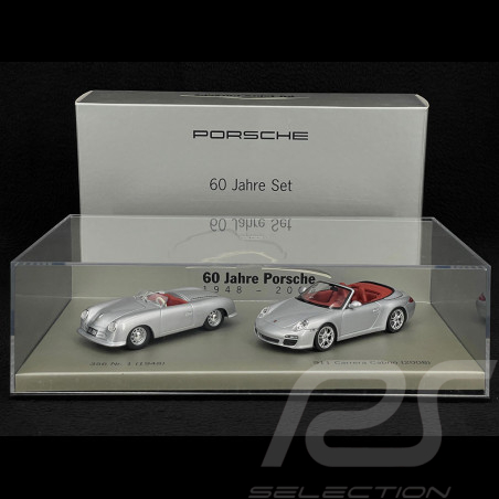 60 Jahre Porsche 356 1948 & Porsche 911 Typ 997 Cabriolet 2008 Set Silber Grau 1/43 Minichamps WAP020SET20