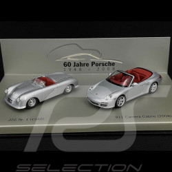 60 Jahre Porsche 356 1948 & Porsche 911 Typ 997 Cabriolet 2008 Set Silber Grau 1/43 Minichamps WAP020SET20