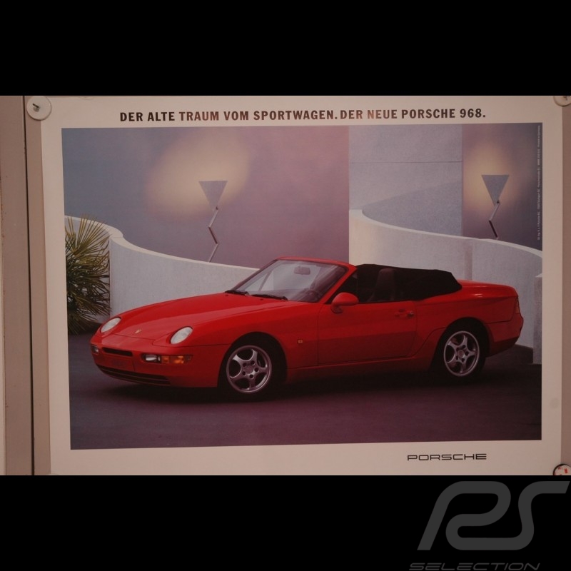 Affiche originale Porsche 968 cabriolet rouge 100x76cm Affiche originale Porsche 968 cabriolet rouge 100x76cm