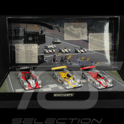 Coffret Audi R8 Vainqueur, 2ème & 3ème 24h Le Mans 2002 1/43 Minichamps 402020123