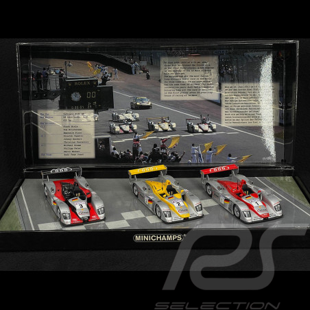 Coffret Audi R8 Vainqueur, 2ème & 3ème 24h Le Mans 2002 1/43 Minichamps 402020123