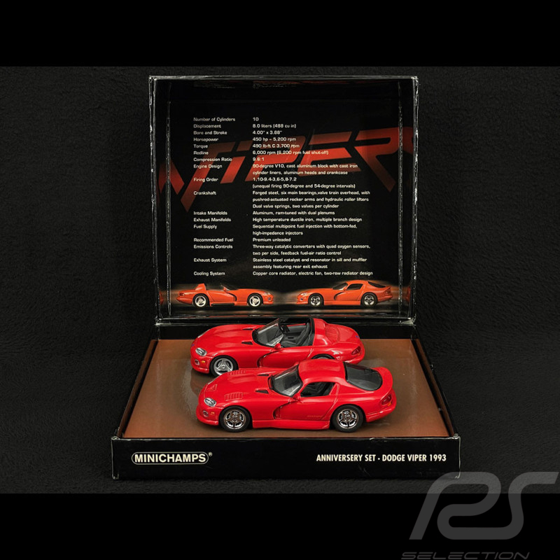 Dodge Viper & Dodge Viper GTS 1993 Set Rot 1/43 Minichamps 436144000