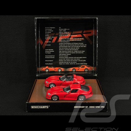 Coffret Dodge Viper & Dodge Viper GTS 1993 Rouge 1/43 Minichamps 436144000