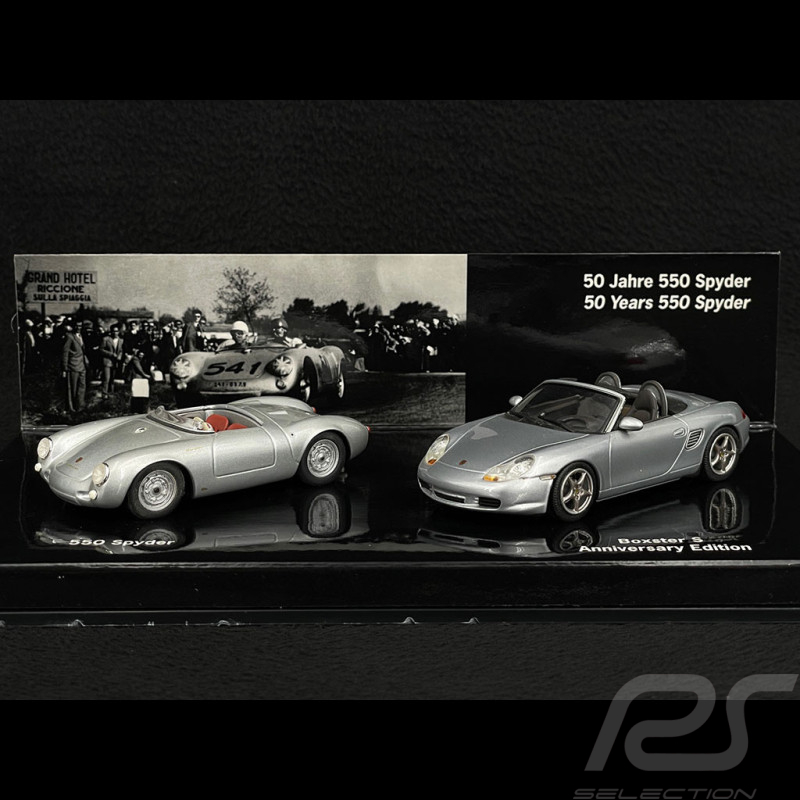 50 Years Porsche 550 Spyder & Porsche Boxster S Type 987 2005 Set Silver  1/43 Minichamps WAP02011314