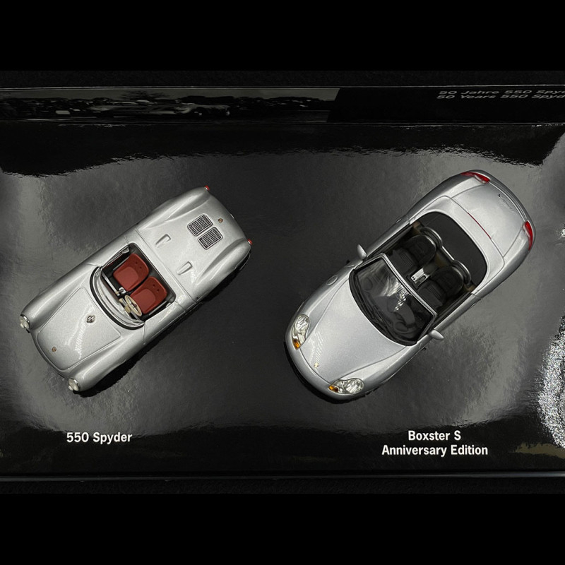 50 Years Porsche 550 Spyder & Porsche Boxster S Type 987 2005 Set Silver  1/43 Minichamps WAP02011314