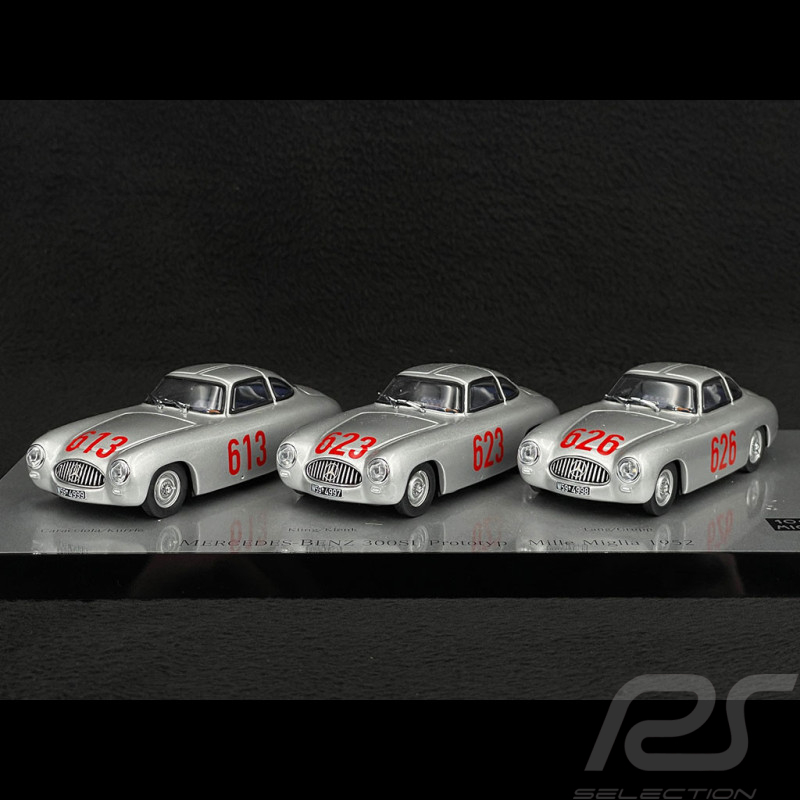 Trio Mercedes-Benz 300 SL n° 613 n° 623 & n° 626 Mille Miglia 1952 1/43 Minichamps B66040300