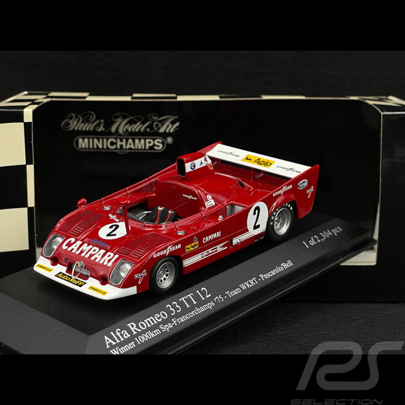 Alfa Romeo 33 TT 12 n° 2 Vainqueur 1000Km Spa-Francorchamps 1975 1/43 Minichamps 400751202