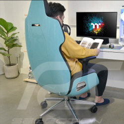 Fauteuil de bureau / Fauteuil gaming Design by Studio F.A. Porsche Cuir / Aluminium Turquoise ARGENT E700