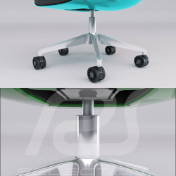 Fauteuil de bureau / Fauteuil gaming Design by Studio F.A. Porsche Cuir / Aluminium Turquoise ARGENT E700