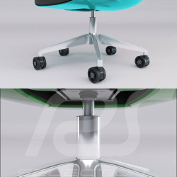 Office Chair / Gaming Chair Design by Studio F.A. Porsche Leather / Aluminum Turquoise ARGENT E700