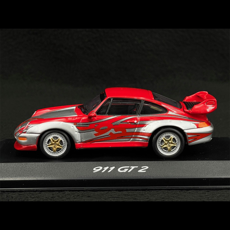 Porsche 911 GT2 Type 993 1995 Silver / Red 1/43 Minichamps WAP020018