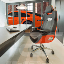 Fauteuil de bureau / Fauteuil gaming Design by Studio F.A. Porsche Cuir / Aluminium Orange ARGENT E700