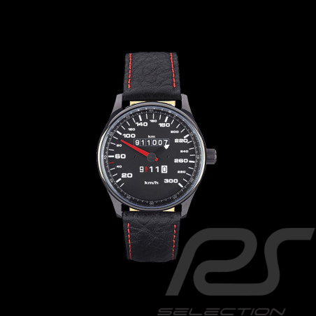 Porsche 911 300 km/h speedometer Automatic Watch black case / black dial / white numbers