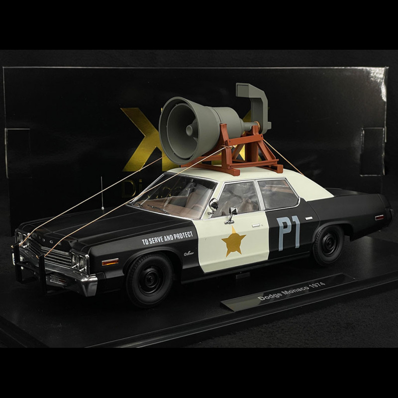 Dodge Monaco 1974 Bluesmobile look a like met Luidspreker Zwart / Wit 1-18 K